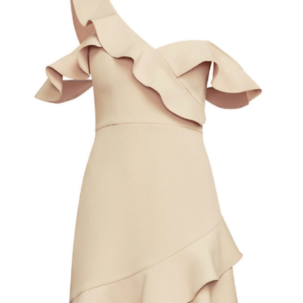 BCBGMaxAzria Malik Assymetrical One-Shoulder Cream Dress